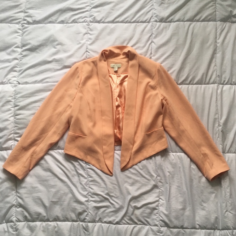 Peach Pastel Pink Cropped Blazer Forever 21